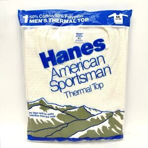 Vintage Hanes American Sportsman Thermal Top M 38-40 Waffle Knit Long Sleeve